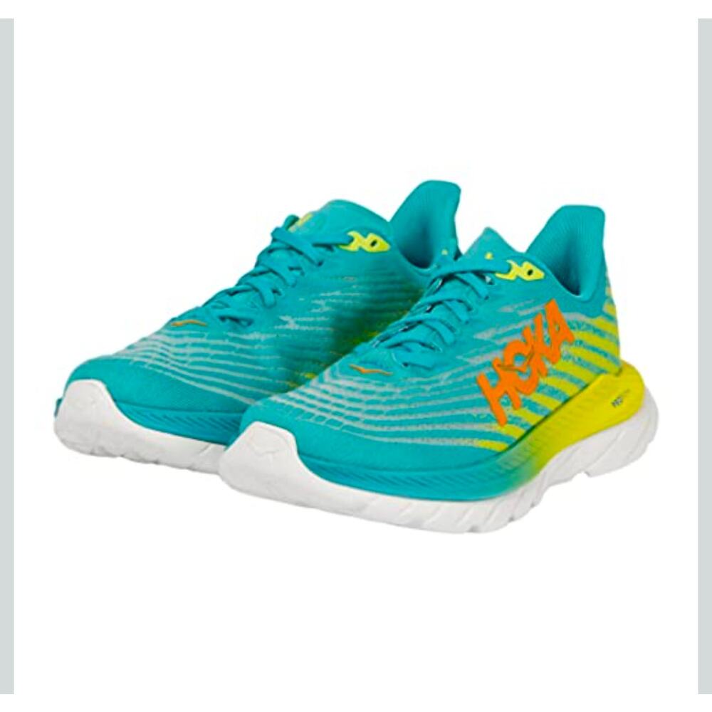 Hoka Women’s Mach 5 Running Shoes – Teal/Yellow – Size 7.5